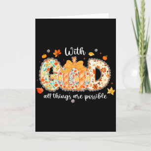 Tarjeta Con Dios Todas las Cosas Son Posibles Otoño Cristi