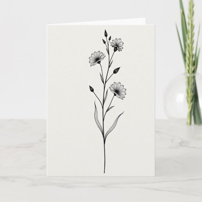 Tarjeta con diseño de flor estriada (Anverso)