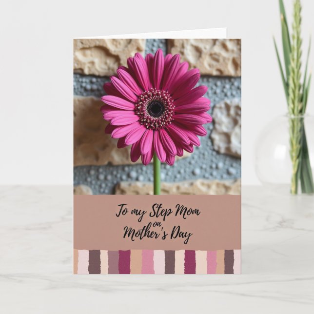 Tarjeta con diseño de flor radiante rayada (Anverso)
