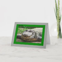 Tarjeta con el cocodrilo sonriente, apenas cáncer