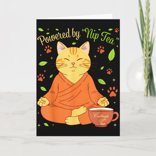 Tarjeta Con el poder de Nip Tea Gato Divertido Meditando Y (Anverso)