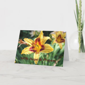 Tarjeta Con esperanza y oraciones para que sepas que nos i