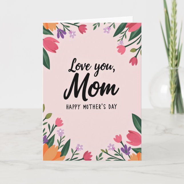 Tarjeta con fondo rosa floral (Anverso)