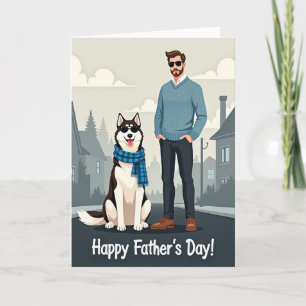 Tarjeta con imagen del Día del Padre con un perro