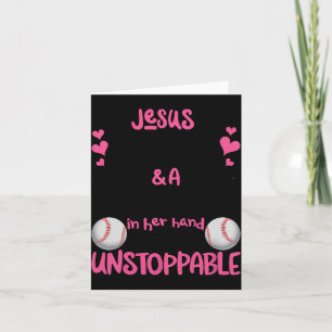 Tarjeta Con Jesús en su corazón y un Softball Ella es In