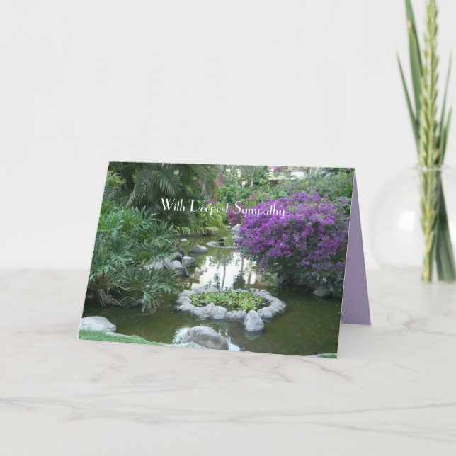 Tarjeta Con la más profunda simpatía flores púrpura tropic (Anverso)