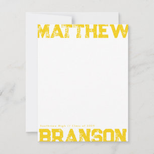 Tarjeta con Letra Áspera Amarillo Dorado