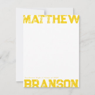 Tarjeta con Letra Áspera Amarillo Dorado