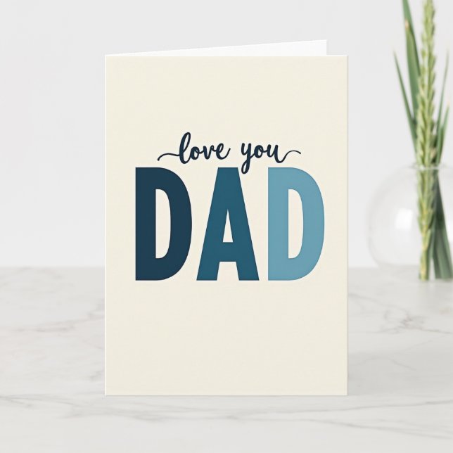 Tarjeta con letra de gradiente Te quiero papá (Anverso)