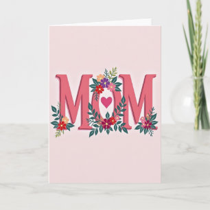 Tarjeta con Letra de Mamá Coral Rosa