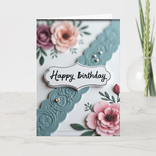 Tarjeta con Letra Floral Elegante (Anverso)