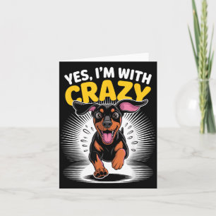 Tarjeta Con loco guardia perro lindo Doberman Pinscher div