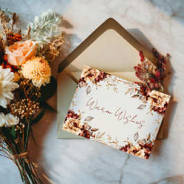 Tarjeta con marco floral de otoño de buenos deseos