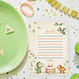 Tarjeta con nota de la cápsula del tiempo del dino