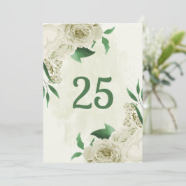 Tarjeta con número de mesa de flores blancas de ma
