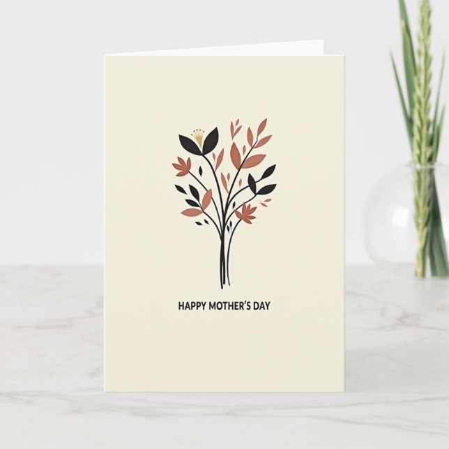 Tarjeta con patrón botánico beige (Anverso)