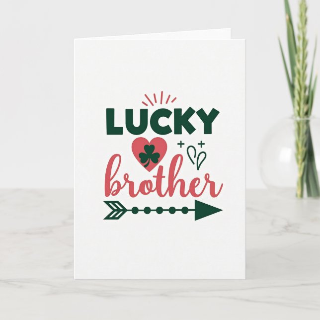 Tarjeta con patrón de corazón de hermano afortunad (Anverso)