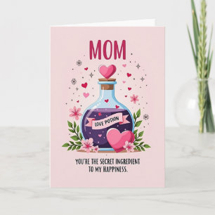 Tarjeta con patrón de corazón de poción de amor de