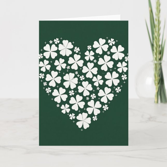 Tarjeta con patrón de corazón de trébol blanco (Anverso)
