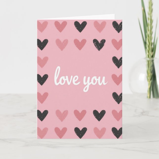 Tarjeta con patrón de corazón 'Te amo' (Anverso)
