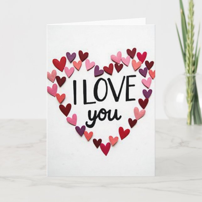 Tarjeta con patrón de corazón 'Te Amo' (Anverso)