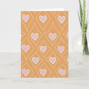 Tarjeta con patrón de corazones de amor rosados