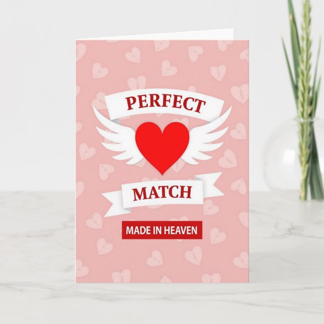 Tarjeta con patrón de corazones de pareja perfecta (Anverso)