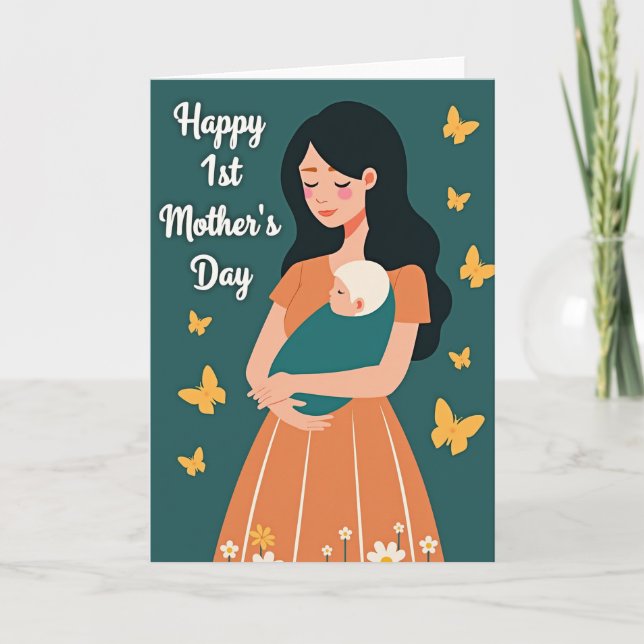 Tarjeta con patrón de mariposa verde azulado (Anverso)