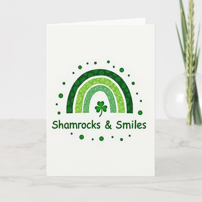 Tarjeta con patrón de puntos de arcoíris verde (Anverso)