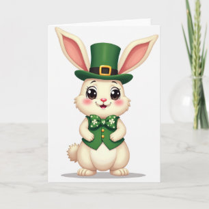 Tarjeta con patrón de trébol de conejo verde