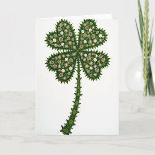 Tarjeta con patrón de trébol orgánico verde