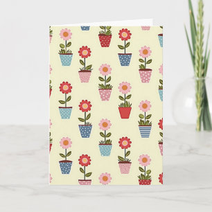 Tarjeta con patrón floral de lunares