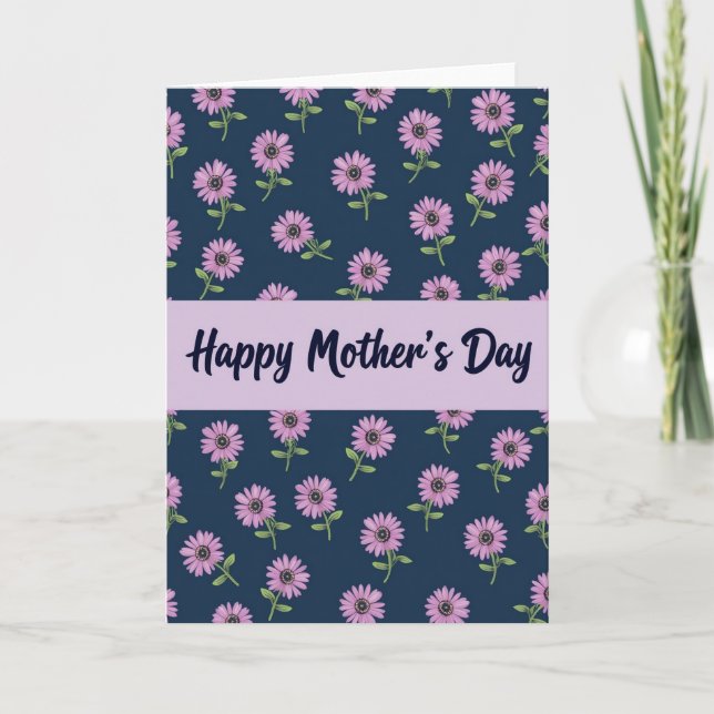 Tarjeta con patrón floral navy (Anverso)