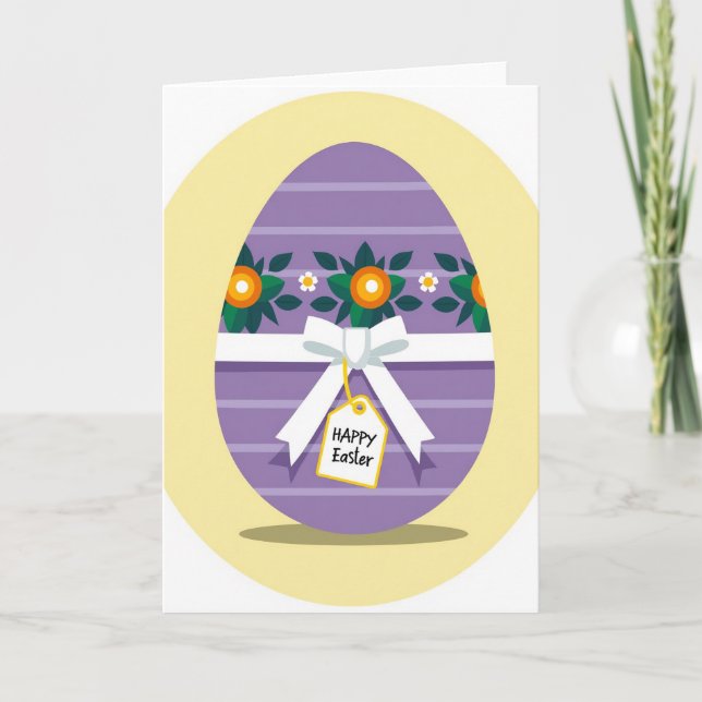 Tarjeta con patrón floral ovalado a rayas (Anverso)