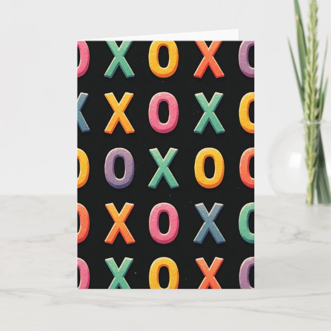 Tarjeta con patrón juguetón de Xo (Anverso)