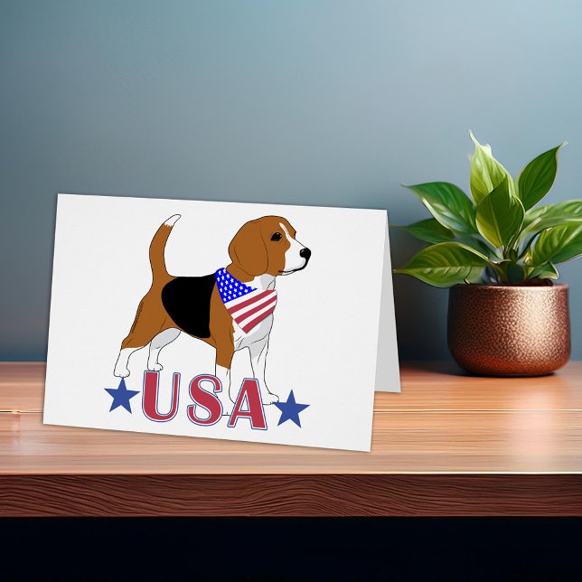 Tarjeta con Perro Beagle de EE. UU. Patriótico Tod (USA Beagle All American Dog Patriotic Note Card)