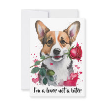 Tarjeta con Perro Corgi a la Acuarela y Rosa