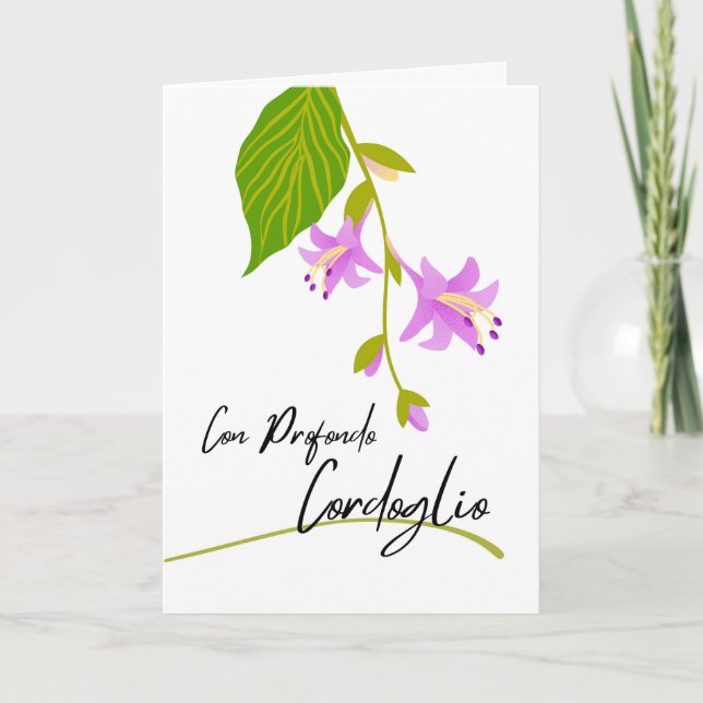 Tarjeta Con Profondo Cordolio Simpatía en Hosta Italiana (Anverso)