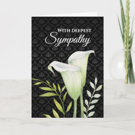 Tarjeta Con profunda simpatía Calla Lilies Blanco Leafy Gr