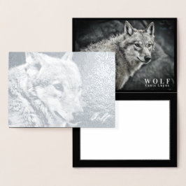 TARJETA CON RELIEVE METALIZADO オオカミ