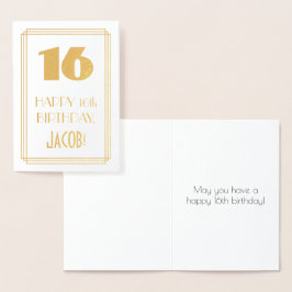 Tarjeta Con Relieve Metalizado 16 Aniversario del nacimiento: Aspecto inspirado p