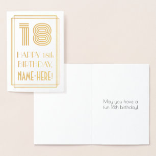 Tarjeta Con Relieve Metalizado 18 Aniversario - Aspecto inspirado en el Art Deco 