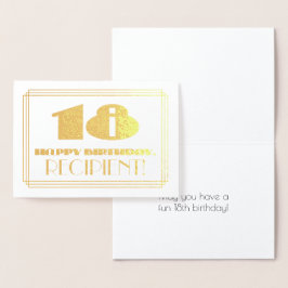Tarjeta Con Relieve Metalizado 18 Aniversario; Nombre + Art Deco Inspirado Aspect