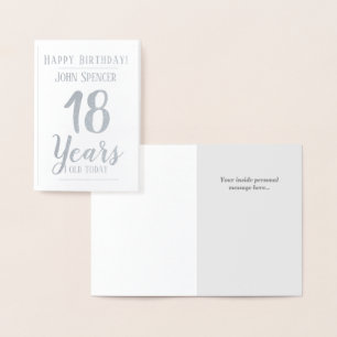 Tarjeta Con Relieve Metalizado 18 Años. Diseño Elegante.