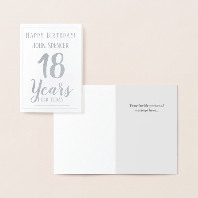 Tarjeta Con Relieve Metalizado 18 Años. Diseño Elegante. (Demostración)