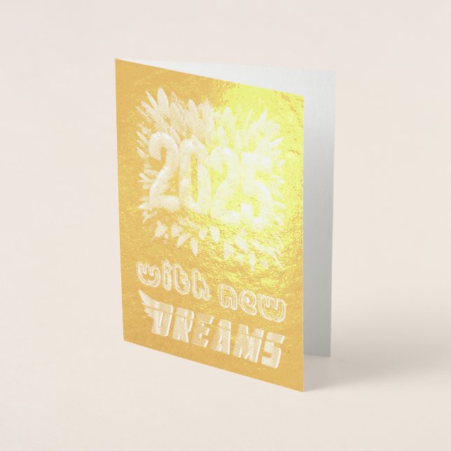 Tarjeta Con Relieve Metalizado 2025 con nuevos sueños (Anverso)