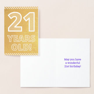 Tarjeta Con Relieve Metalizado 21 Aniversario audaz: ¡21 AÑOS! Tarjeta de Relieve