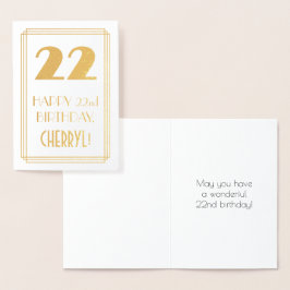 Tarjeta Con Relieve Metalizado 22° cumpleaños: Aspecto inspirado en el Art Deco "