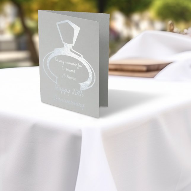 Tarjeta Con Relieve Metalizado 25º Aniversario Para Esposo (Subido por el creador)