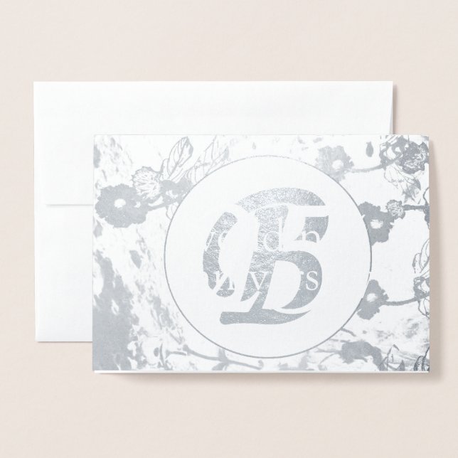 Tarjeta Con Relieve Metalizado 25.º Relieve metalizado plateado Aniversario Boda  (Anverso con sobre)